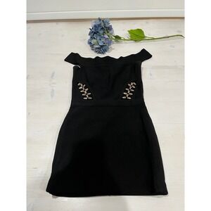Marciano Black Mini Dress Off Shoulder Embellished Party‎ Dress Size S